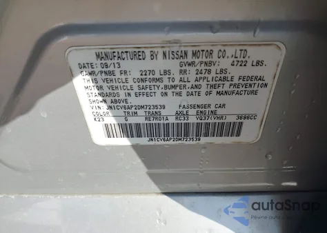 2013 Infiniti G37 Journey z USA, uszkodzony, nr VIN JN1CV6AP2DM723539